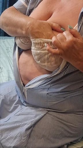 Naughty Nurse Julie - Bra Reveal & Teasing Huge Tits