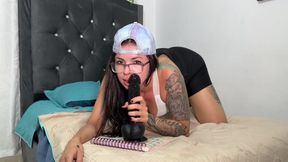 Hot Colombian girl Anitta Miller rides big dildo and cums hard