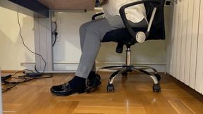 HORNY SECRETARY IN LOAFERS AND BLACK SOCKS - MP4 HD