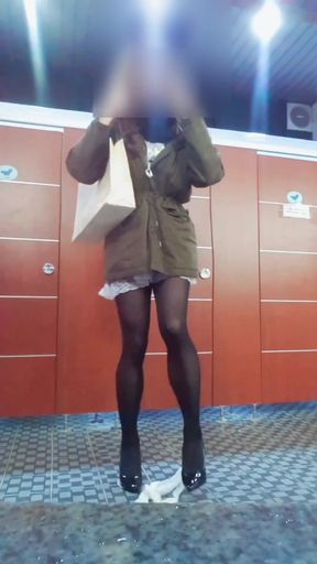 Must-share moment from "Asian slutty sissy in maid costume walks down a slippery snowy road in high heels to a public women's&hellip;"