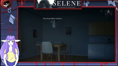Selene and her purple-haired companion share an intimate ASMR moment in a surreal anime world
