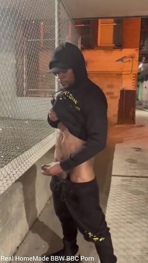 Outdoor Cumshot Stroking My Big Black Cock