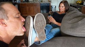 TOTAL loser has to lick the BOTTOM of my converse! (THREE clips!) SAVE$!!