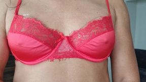 New Red Satin and Lace Bra