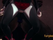 Furry Hentai - Beast and Black Cat having wild sex end crempie