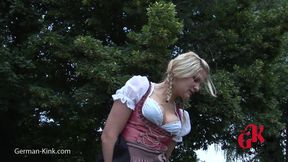 Outdoor blowjob and pussy fuck with sexy German MILF Caro
