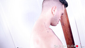 Satisfying Alejandro Marquez showed off his curvy booty while stroking his heavy u