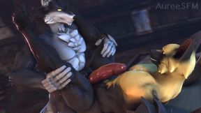 Werewolf Fucks Gay Vampire Dogman in Ass - Furry SFM
