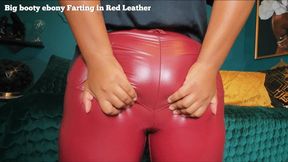 Ebonybooty49 Farting in Red Leather