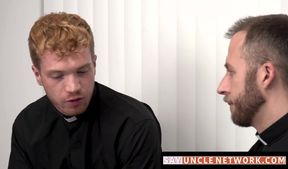 SayUncleNetwork.com - Kinky priest stretches altarboy's ass after a passionate blowjo