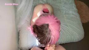 Anime Girlfriend Bambi Bluu oiled big ass and loud pussy farts make cum choke mess