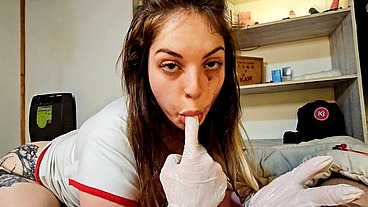 Naughty Nurse Extract Your Cum on her LATEX GLOVES