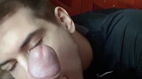 Sexy teenager fabio sucks his friend's old man's monster penis. licked all the cum to