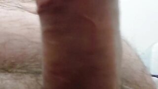Hot shower naked: balls beating and drying