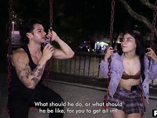 That babe Was Shy But Curious - Playground Interview Turns Into All-Night Anal