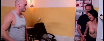 Garage boss fucks brunette secretary