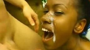 Tight South African ebony teen sucks my huge white cock