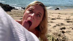 stepmom on vacation seduces stepson on the beach (pov)