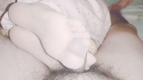 Asian close-up pantyhose footjob series 65