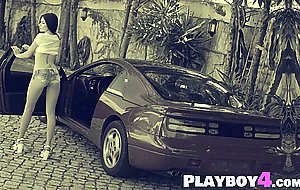 Natural brunette MILF model Niemira showed her perfect natural big boobs