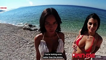 Rosa and Sofia like to share &amp_ spoil his boner at the beach! Pin-Me.com