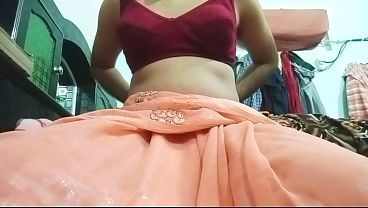 Indian Gay Bottom Crossdresser Gaurisissy feeling horny in silky saree real homemade sex