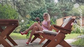 ANIA - A mini dress and red high heels, summer time.