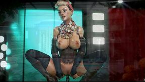 Cockwork Industries [Hentai SFM game] Ep.4 Frida lookalike is masturbating with a cucumber vegetable