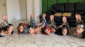 Six Girls Tied Up, Gagged and Hogtied by Mary the Catgirl! (high res mp4)