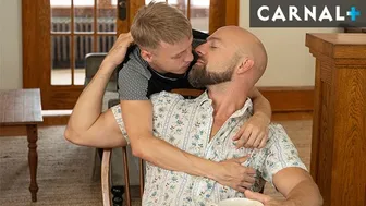 Hairy bear Adam Snow rims fucks and breeds blond twink Noah White