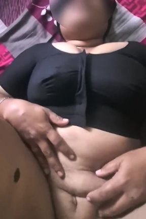 Big Ass Neighbour Aunty in Black Blouse Sucking Dick &amp; Hard Creampie Fucked
