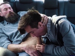 Hunk stepdaddy anal plows stepson in the car backseat