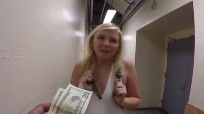 Paying chubby blonde stranger for a quickie