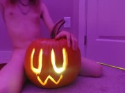 Cute amateur trans girl creampies Halloween pumpkin