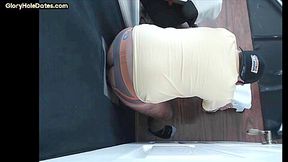 Gloryhole bottom DILF in underwear sucks before assfucked