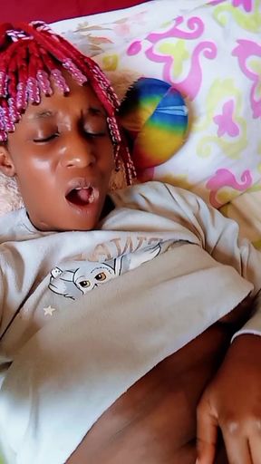 Morning masturbation ended  in a loud orgasm .I caress my tight pussy