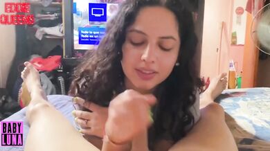 Argentinian Milf deepthroats my cock till all her pretty lips choke on my cum