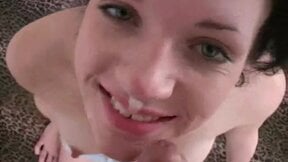 Trina drinks up cum after sucking dick