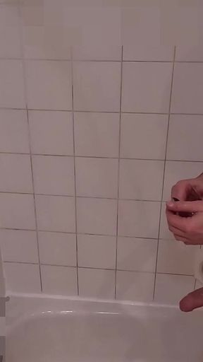 Daddy Jerks off in Shower. Soapy, Uncut, Voyeur Cam