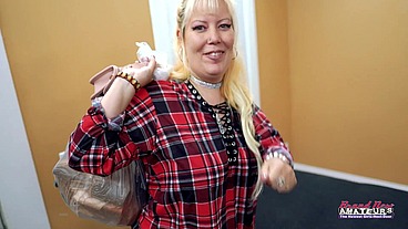 Horny Blonde MILF Nikki J Masturbates Giving A BJ And Gets Stuffed!