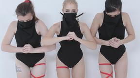 ”Fucking hot teen ninjas one by one in foursome”