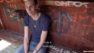 CZECH HUNTER - Hot Guy David Gets Some Money To Do A Blowjob &amp; Fucked Anal In Pov