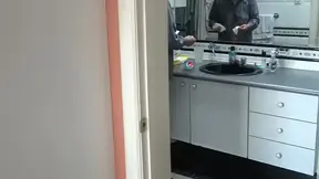 Double camera, stepson cums in my ass with jeans on, full milk