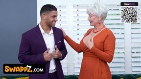 Busty mature milf likes to deepthroat her stepgrandson's man sausage in a steaming gonzo session