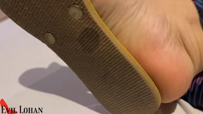 Evil Lohan: Slave pig cleans dirty flip flop