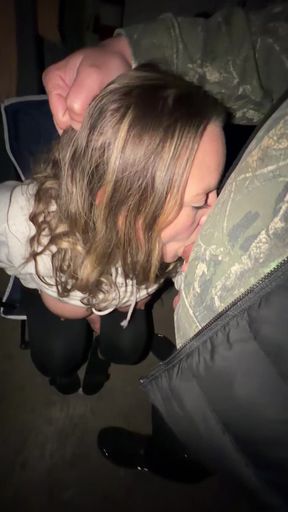 Sneaky Garage Blowjob From Huge Boob Freaky MILF