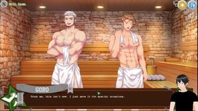 Goro Dom Crushes Naoto Ass in Sauna Bareback Gush Fest