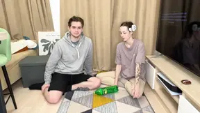 Slim Euro babe gets stripped and fucked by older man