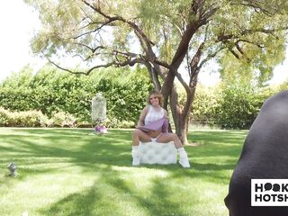 BTS - Petite Jesse Pony Gets Her Tits Out During A Photoshoot!