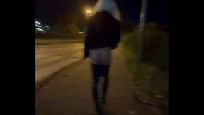 TRANS FLASHES ASS TO STRANGER TAXI CAR STREET PUBLIC NAKED